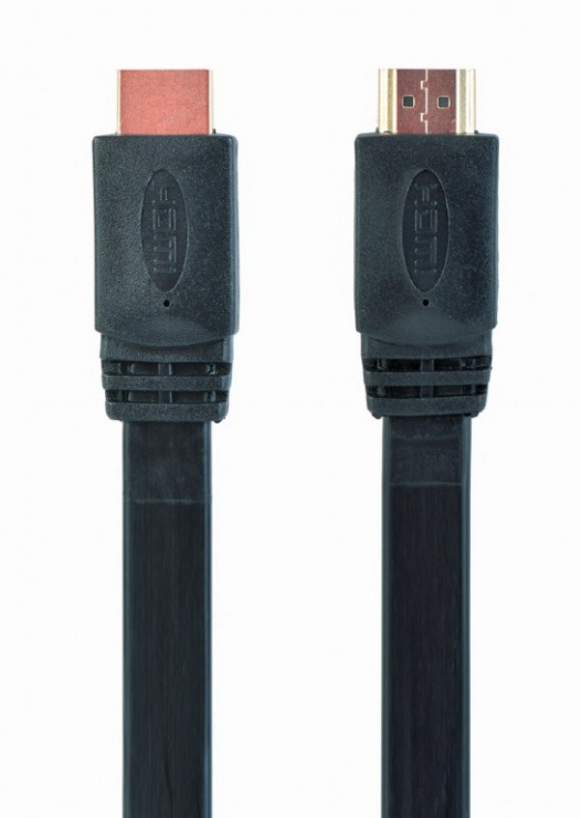 Imagine Cablu HDMI T-T v2.0 4K@60Hz Flat 1m Negru, Gembird CC-HDMI4F-1M